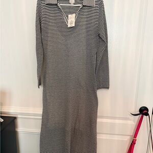 a new day Black and White Striped Sweater Maxi Dress